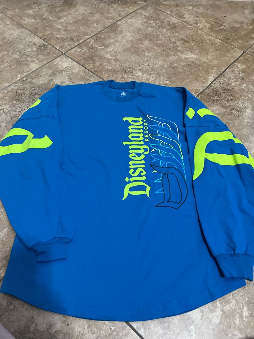 Disney Blue Long-Sleeve Resort Graphic Tee with Neon Accents